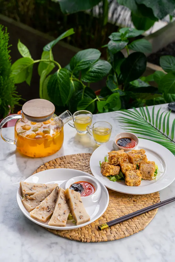 忆家乡萝卜糕、炸萝卜糕、水果茶 Steamed and Stir-fried Turnip Cake , Fruit Tea